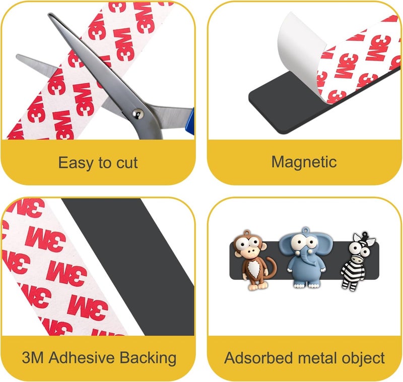 STTMGN Magnetic Tape with 3M Strong Adhesive Backing,2x4" 5PCS,Flexible Self Adhesive Magnets, Flat Sticky Magnet Tape Strips,Available for Craft,DIY Projects,Kitchen,Whiteboard etc - Image 3